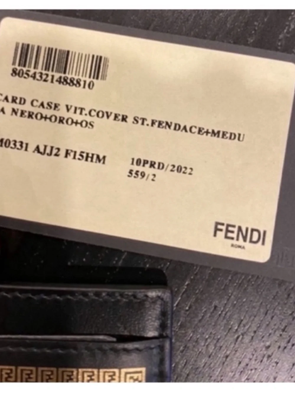 Fendi x Versace Collab Fendace NEW Leather Card Case Lanyard Ribbon Set Black